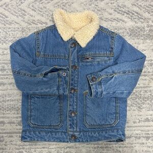 Zara Blue Denim Jacket with Cream Sherpa Collar